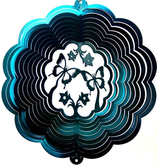 12 INCH SINGLE BUTTERFLY 3D TEAL WIND SPINNER
