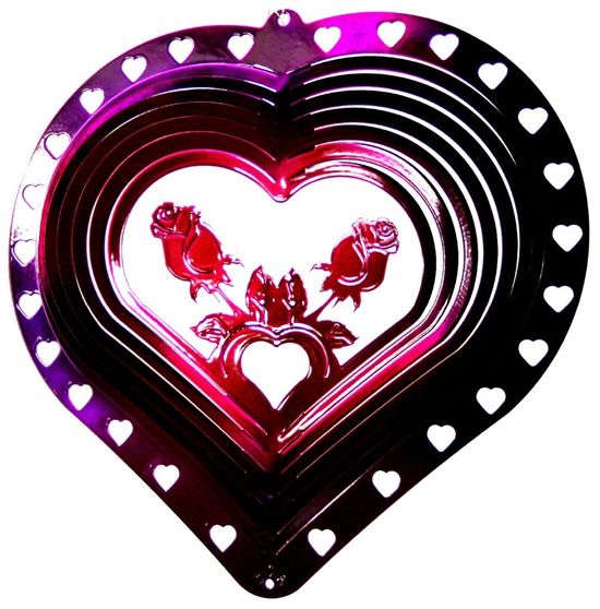 12-inch-Heart & Rose Raspberry & Purple Wind Spinner