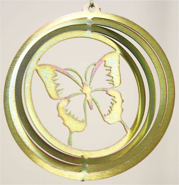 Butterfly 4 Inch Mini Wind Spinner Yellow Zinc - Click Image to Close