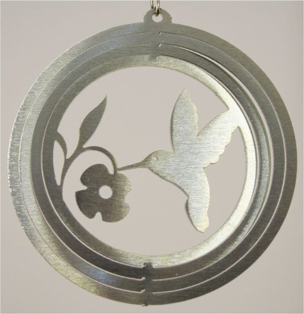 Hummingbird 4 Inch Silver Zinc Mini Wind Spinner
