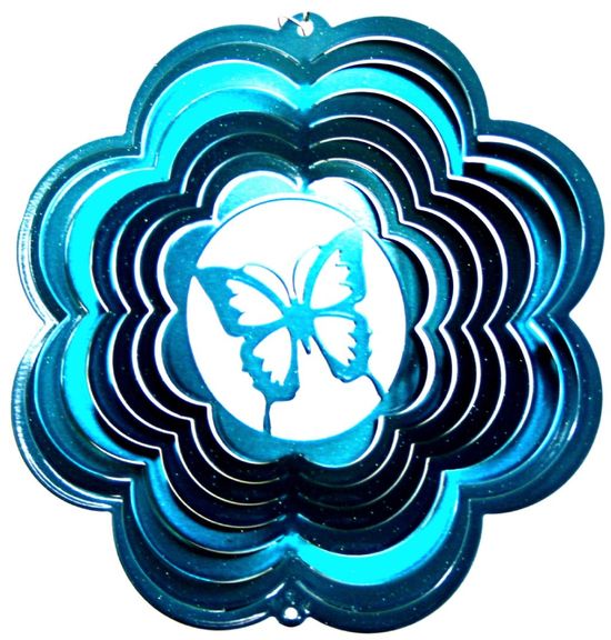 8 INCH BUTTERFLY TEAL WIND SPINNER