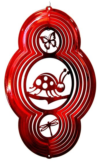 16 Inch Lady Bug Theme Red Wind Spinner