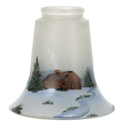 5" HT FROSTED SHADE WITH CABIN SCENE