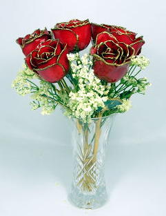 Six 11" Red/Gold Roses